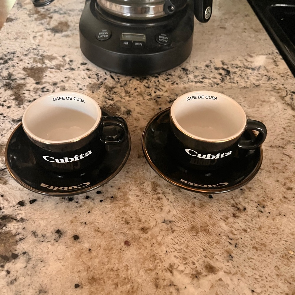 Black Espresso Cups and Saucers Set